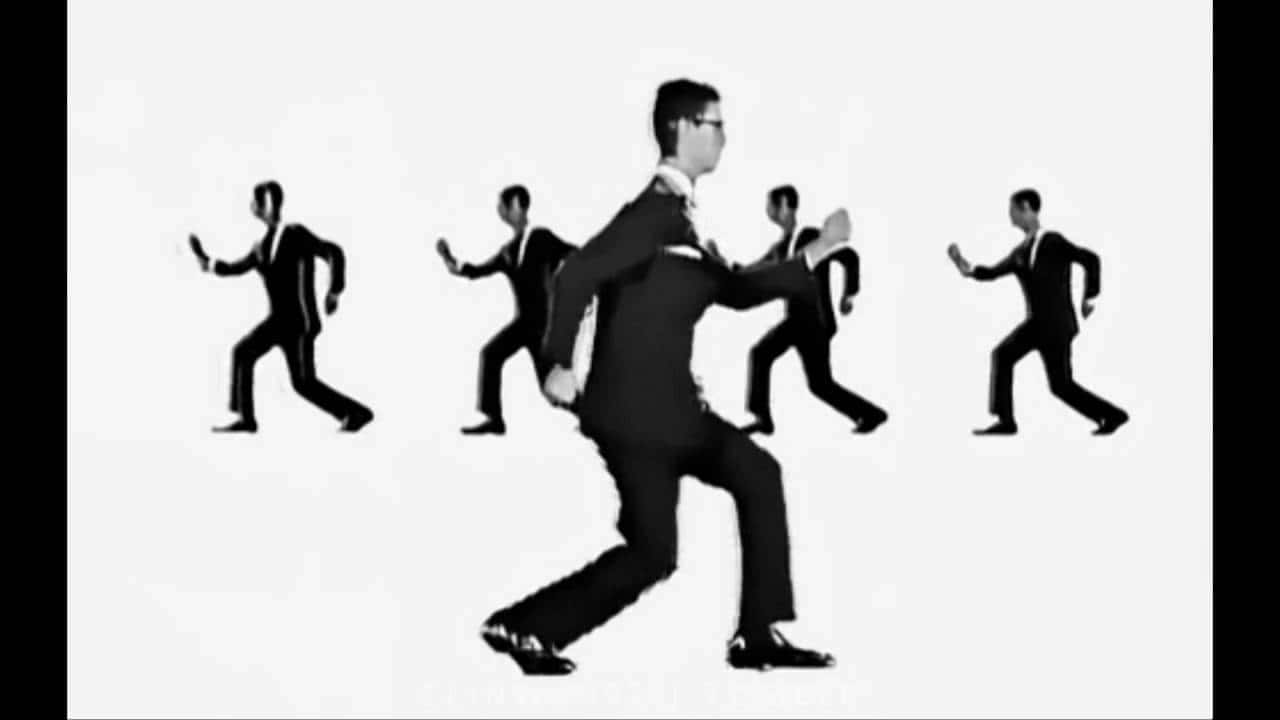 David Byrne is dancing